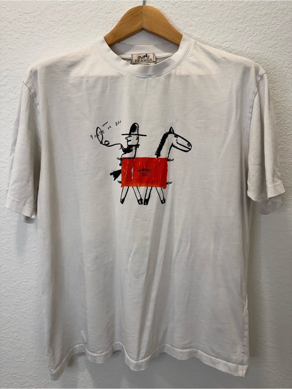 Hermès Porte de Box Graphic T-Shirt White Luxury Designer Tee Italy L/XL